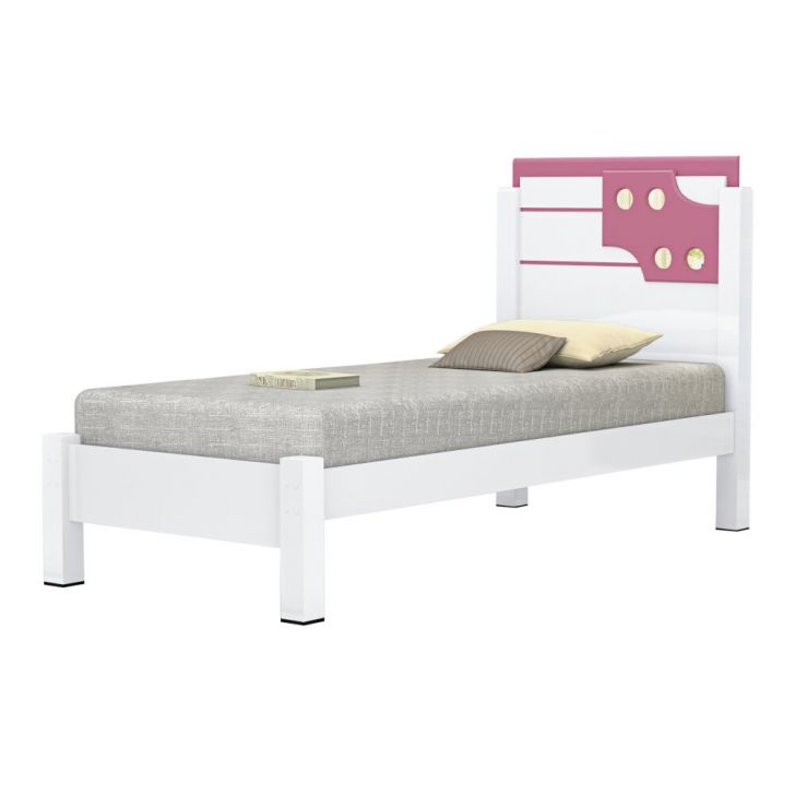 Cama Maysa Solteiro Branco Rosa