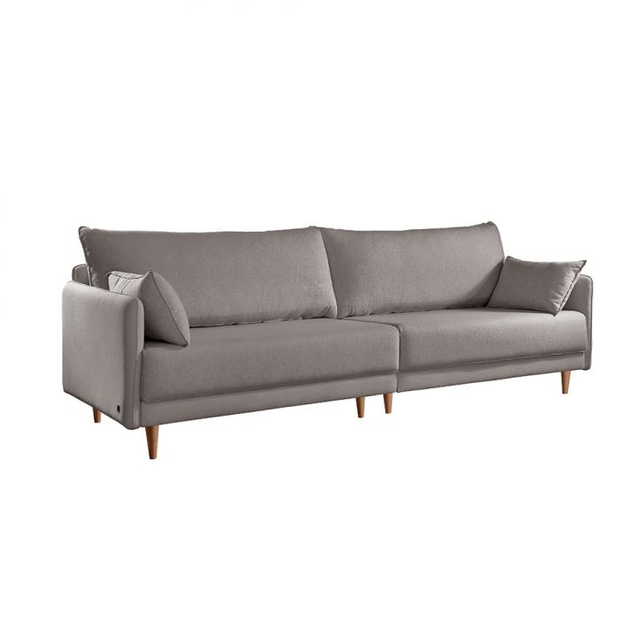 Sofá 3 Lugares Vittro Linho Cinza 190 Cm