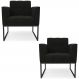 Poltrona Base Industrial Preto Kit 2 Ana Suede Preto - Ibiza