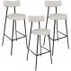 Kit 03 Banquetas Altas Cozinha Bar Sala De Jantar Em Aço Milão L02 Bouclê Cru - Lyam Decor