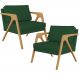 Kit 02 Poltronas Decorativas Sala Pietra Estrutura De Madeira L02 Suede Verde Musgo - Lyam Decor