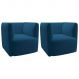 Kit 2 Poltronas para Sala e Escritório Decorativas Maliva Veludo Azul Marinho