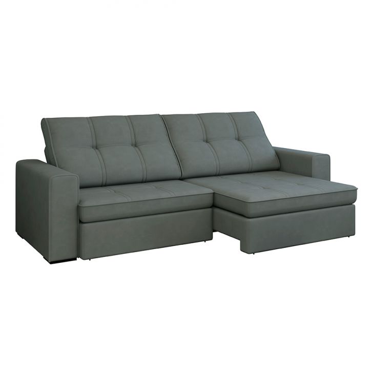 Image of Sofá 5 Lugares Retrátil E Reclinável Flexforma Versalhes Veludo Cinza 290 Cm PLA-LI181UP07MWMMOB