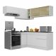 Armário de Cozinha Completa de Canto com Rodapé Veneza Multimóveis V2094 Branco