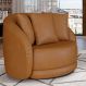 Poltrona Decorativa Base Giratória Galáxia com Almofadas PU Caramelo G45 - Gran Belo