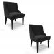 Kit 2 Cadeiras Estofadas para Sala de Jantar Base Fixa de Madeira Preto Lia Suede Preto - Ibiza