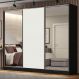 Guarda Roupa Casal 100% MDF Madesa Royale 3 Portas de Correr com Espelhos - Preto/Branco
