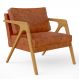 Poltrona Decorativa Para Sala De Estar Pietra Com Estrutura Madeira L02 Couríssimo Camel -Lyam Decor