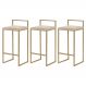 Kit 3 Banquetas Decorativa Jasmine Base Gold Veludo Bege G41 - Gran Belo