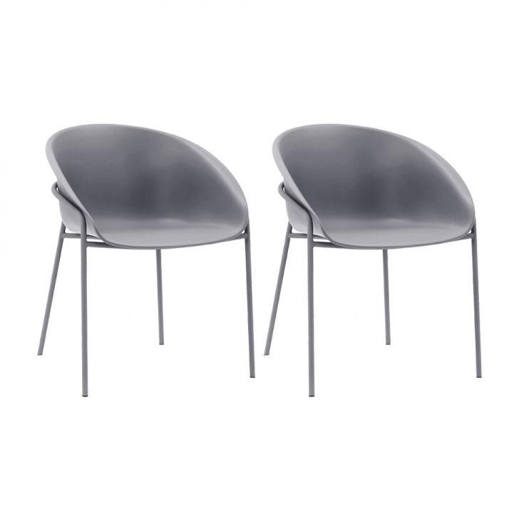 Conjunto com 2 Cadeiras Gemelli Cinza