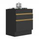 Balcão Cozinha para Cooktop 70cm com Rodapé 1 Porta 1 Gaveta Veneza Multimóveis V2118 Preto/Dourado