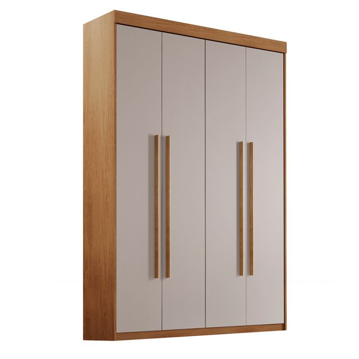 Guarda-roupa Solteiro Xangai 4 Portas 2 Gavetas Imbuia E Off White
