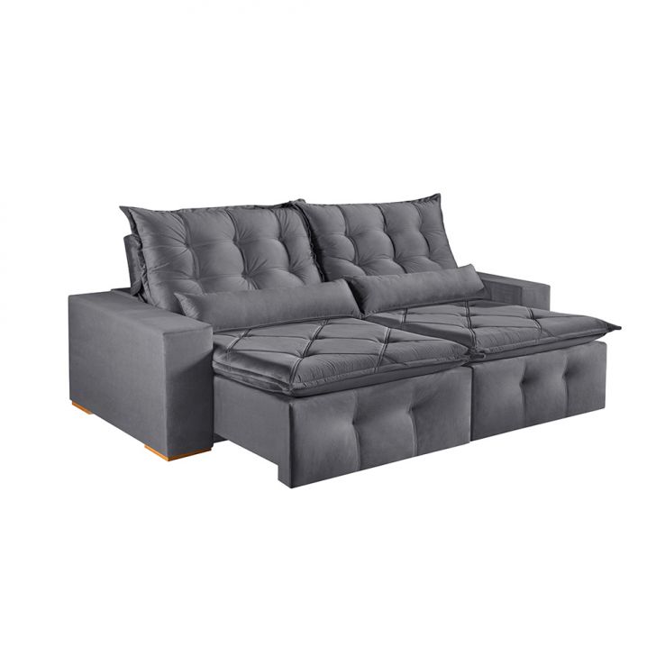 Image of Sofá 4 Lugares Retrátil E Reclinável França Suede Cinza PLA-MO173AC07QWQMOB