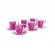 Conjunto 12 Peças - 6 Canecas 250ml com 6 Pires Trama Rosa