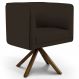Poltrona Decorativa Base Giratória de Madeira Betina D02 Corano Marrom C-34 - Lyam Decor
