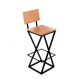 Banqueta Industrial Cozinha Bar Balcão Bistro Zenite com Encosto Madeira Metalon Preto.72cm