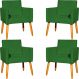 Kit 4 Poltronas Decorativas Para Sala, Manicure, Quarto, Nina Suede Verde Pé Castanho - Clique E Decore