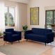 Conjunto de Sofá 3 Lugares com 1 Poltrona Vitrola Suede Azul