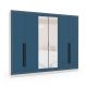 Guarda-Roupa Casal com Espelho Valência 6 Portas 4 Gavetas Branco e Azul