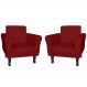 Kit 02 Poltronas Decorativas Classic Pés Luis XV Suede Bordô - DS Estofados