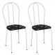 Kit 2 Cadeiras de Cozinha Texas Estampado Preto Florido Pés de Ferro Branco - Pallazio