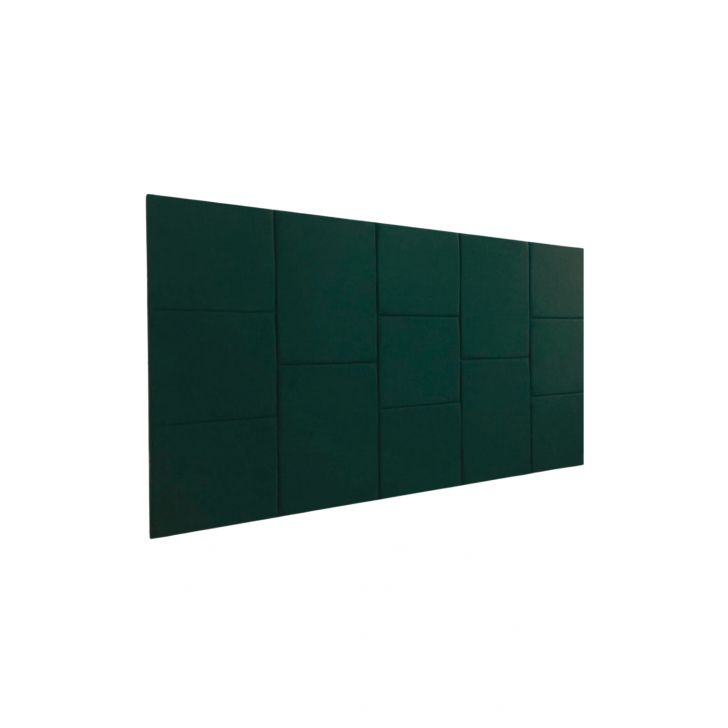 Cabeceira Estofada King 13 Blocos Não é Segredo Veludo Verde 195x60