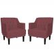 Kit 02 Poltronas Decorativas Clássica Pés Trapézio Suede Bordô - DS Estofados