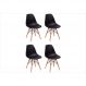 Kit 04 Cadeiras Eiffel Charles Eames Preta com Base de Madeira DSW