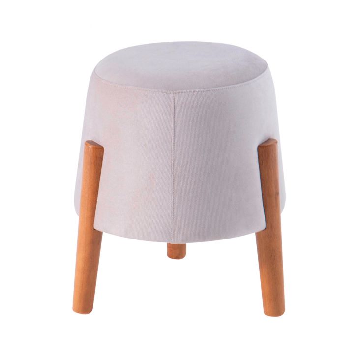 Puff Decorativo Redondo Neil Bege - Gran Belo