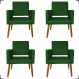 Kit 4 Poltronas Decorativas Para Sala, Manicure, Quarto Isa Suede Verde Pé Castanho - Clique E Decore