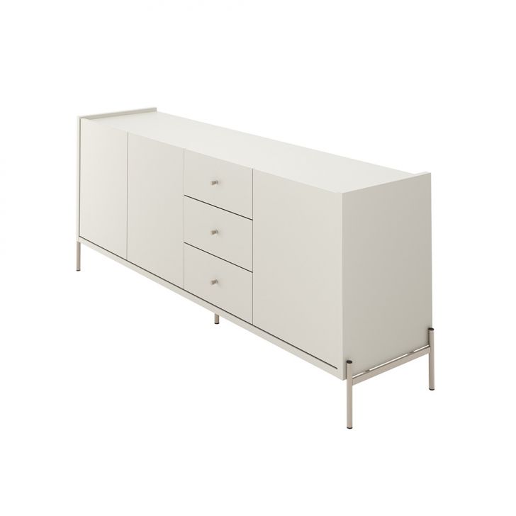 Buffet Jasper 3 Portas 3 Gavetas Off White e Champanhe