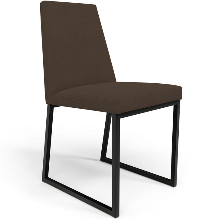 Cadeira Para Sala De Jantar Base Aço Industrial Preto Dafne L02 Suede Marrom - Lyam Decor