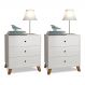 Conjunto 2 Mesas De Cabeceira 3 Gavetas Branco