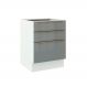 Balcão Madesa Lux 60 cm 3 Gavetas - Branco/Cinza