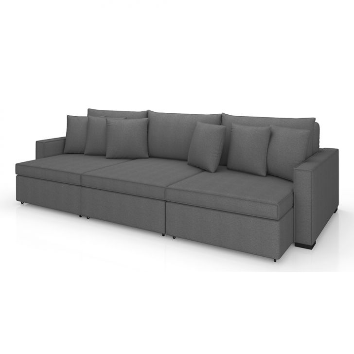Image of Sofá 5 Lugares Retrátil E Reclinável Rivera Linho Bouclé Grafite 295 Cm PLA-MO895UP07TUIMOB