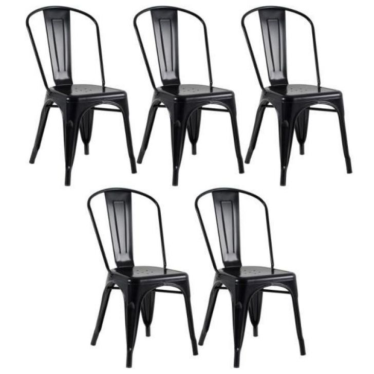 Kit 5 Cadeiras Iron Tolix - Preto FOSCO