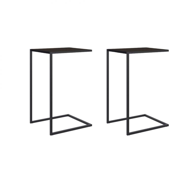 Conjunto com 2 Mesas Laterais Steel Preto