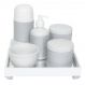 Kit Higiene Espelho Completo Porcelanas, Garrafa Pequena e Capa Prata Quarto Bebê Unissex