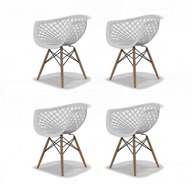 Conjunto com 4 Cadeiras Web DSW Branco