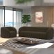Conjunto Sala de Estar Sofá 332cm 4 Lugares e Poltrona Adam Veludo Marrom G45 - Gran Belo