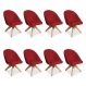 Kit 08 Poltronas Cadeira Giratória Bela Suede Vermelho Base de Madeira - Pallazio