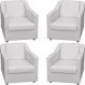 Kit 4 Poltronas Decorativas Para Sala Mila Corino Branco Pé De Plástico - Clique E Decore