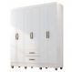 Guarda-Roupa Casal 6 Portas 2 Gavetas e 5 Prateleira Lisa MDP Branco