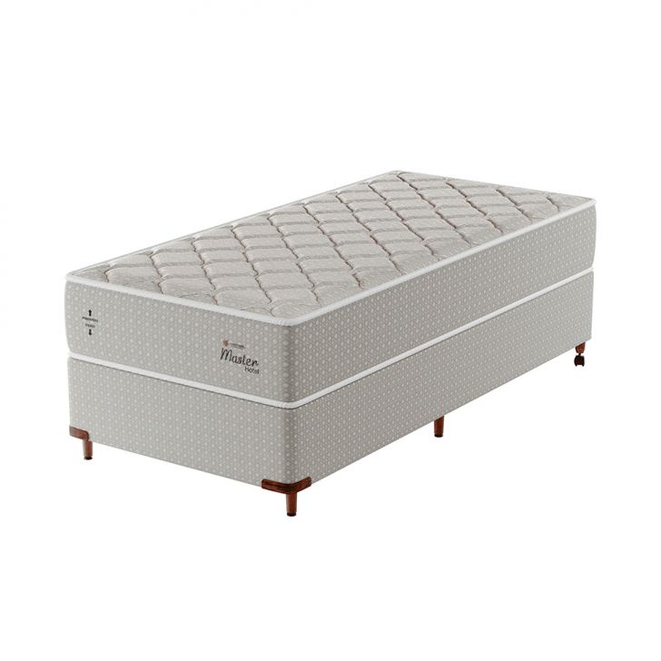 Cama Box Com Colchão Solteiro Master Hotel Molejo Superlastic (67x88x188) Bege