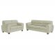 Conjunto de Sofás 2 e 3 Lugares Sala de Estar Pés em Madeira Nauru Couro Off White - Gran Belo