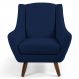 Poltrona Decorativa Sala de Estar Pés de Madeira Naomi Veludo Azul Oxford G15 - Gran Belo