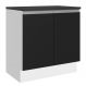 Balcão Armário de Cozinha 100% MDF 80 cm 2 Portas Branco/Preto Acordes Madesa