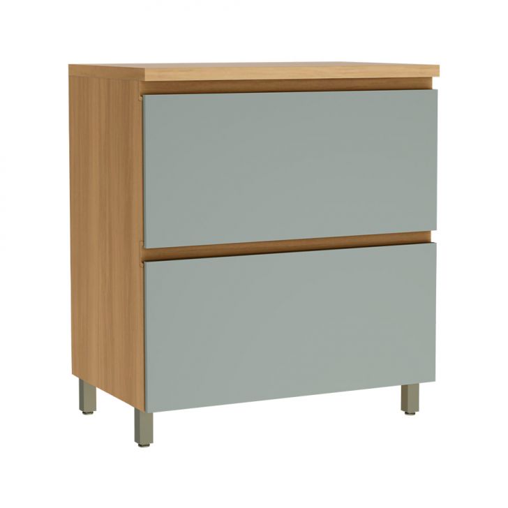 Balcão de Cozinha Rainha com Tampo 1 Porta 1 Gaveta Nature e Verde 80 cm