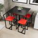 Conjunto Mesa Preta 4 Cadeiras Pequena Estofado Industrial Black e Vermelho