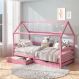 Cama Montessoriana Madeira Maciça Casa com Estrado Clia Rosa